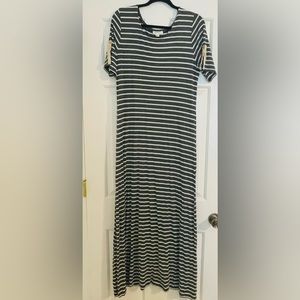 Exist Grey White Striped Long Maxi Dress NWT SZ M